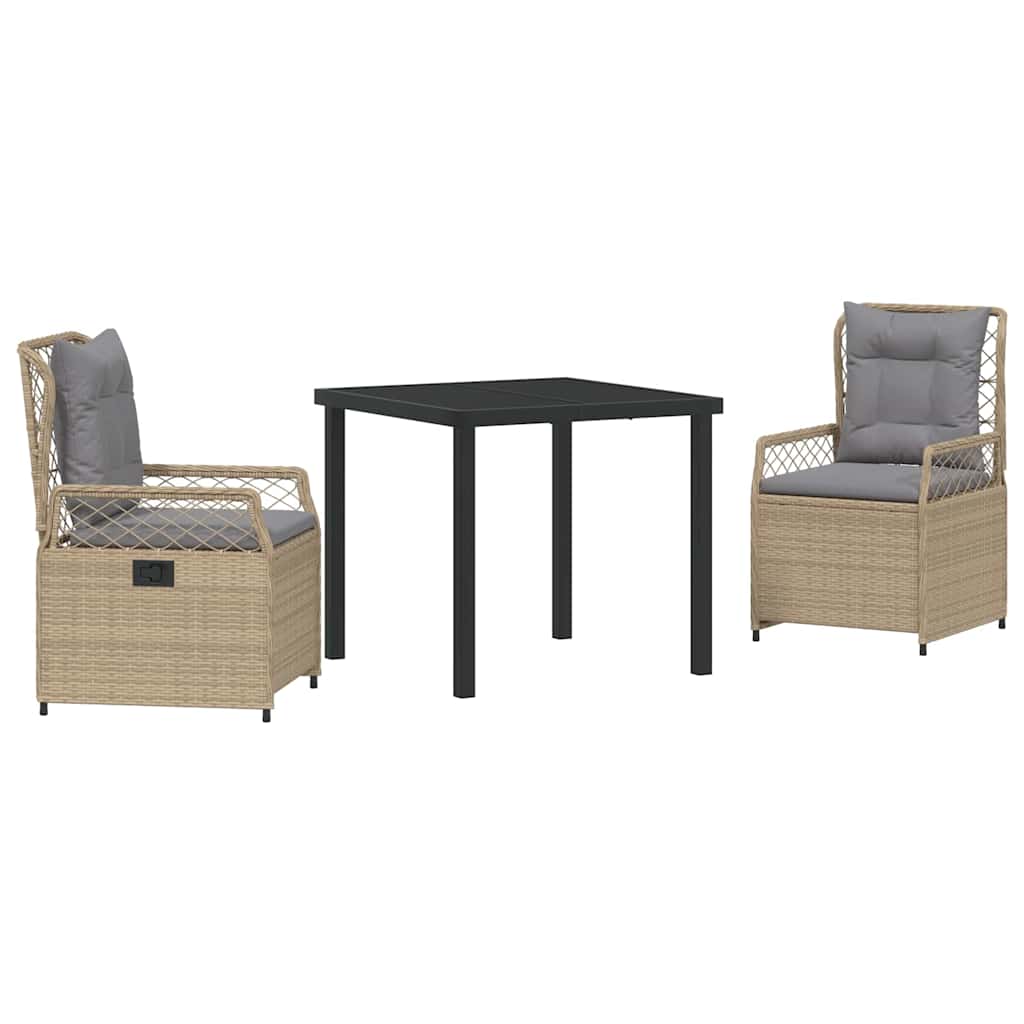 Tuin eettafelset 3 pcs Beige en Licht Grijs poly rattan is nu te koop bij PeponiXL, paradijselijk wonen!