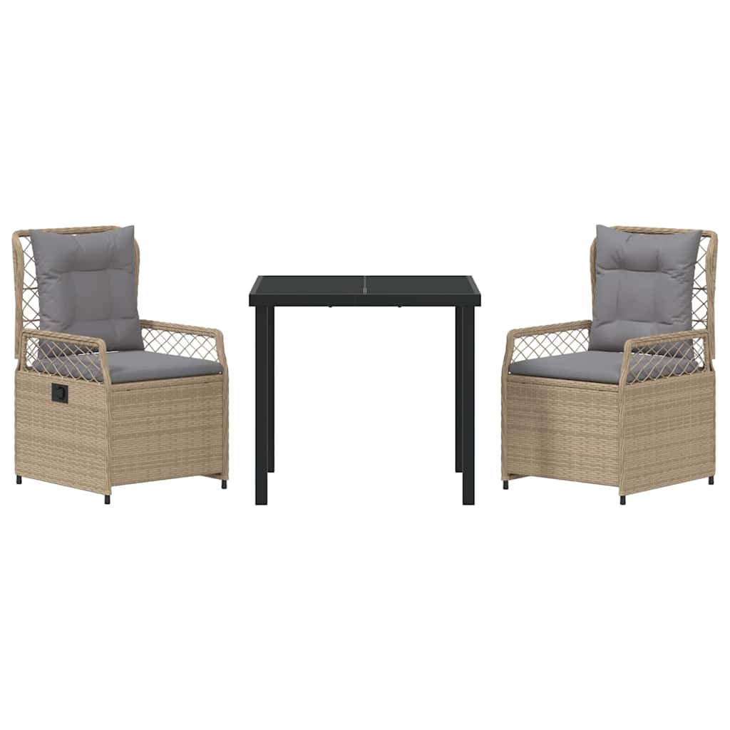 Tuin eettafelset 3 pcs Beige en Licht Grijs poly rattan is nu te koop bij PeponiXL, paradijselijk wonen!
