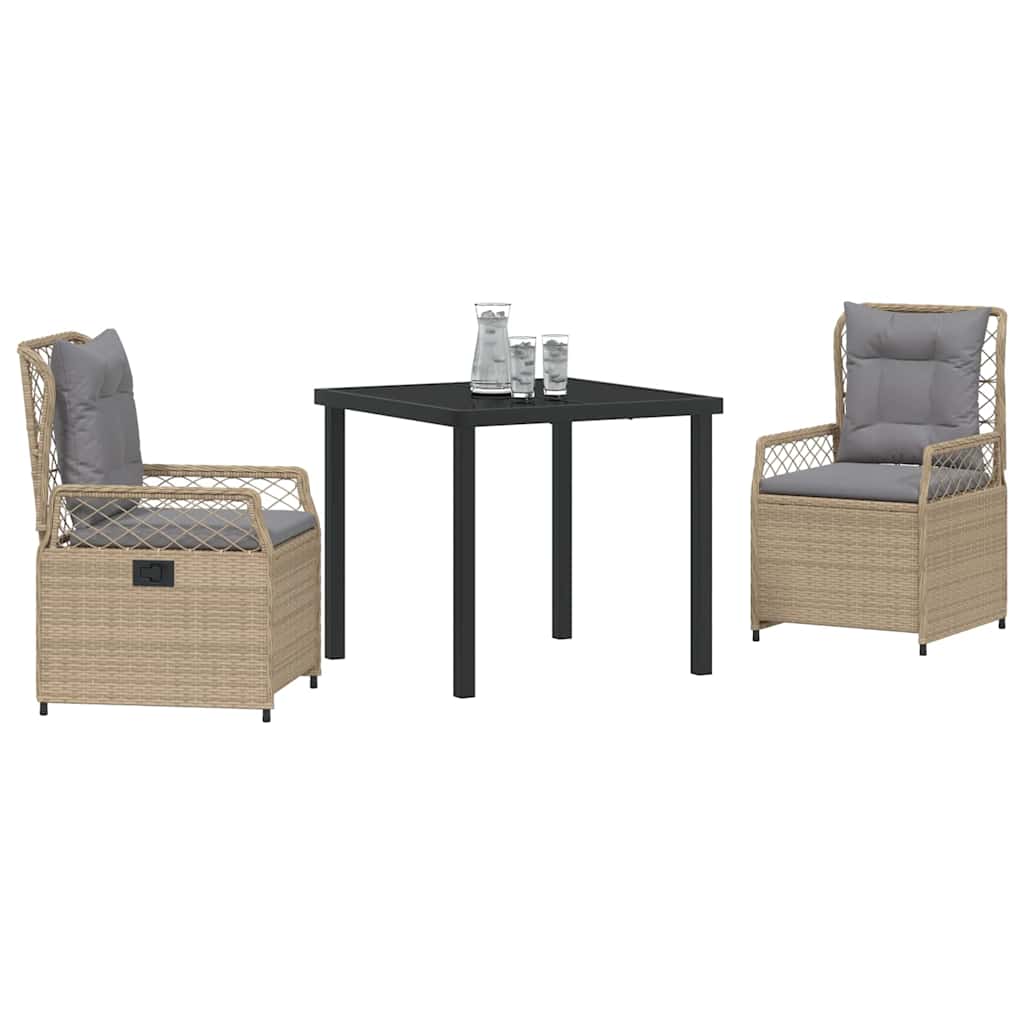 Tuin eettafelset 3 pcs Beige en Licht Grijs poly rattan is nu te koop bij PeponiXL, paradijselijk wonen!