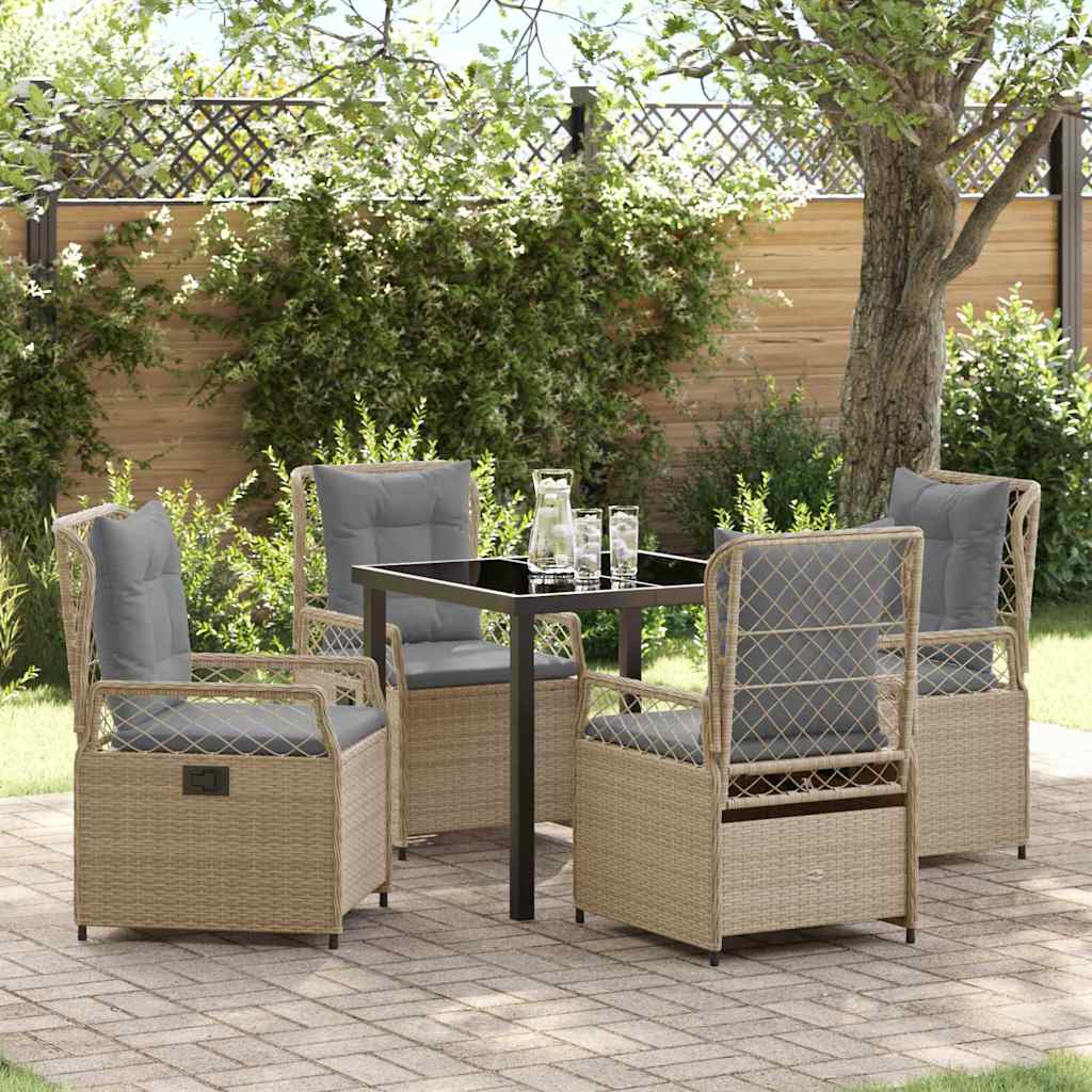 Tuin eettafelset 5 pcs Beige en Licht Grijs poly rattan is nu te koop bij PeponiXL, paradijselijk wonen!