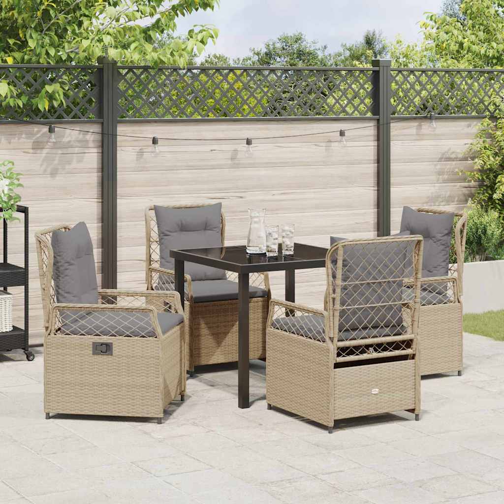 Tuin eettafelset 5 pcs Beige en Licht Grijs poly rattan is nu te koop bij PeponiXL, paradijselijk wonen!