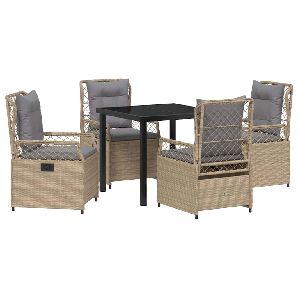 Tuin eettafelset 5 pcs Beige en Licht Grijs poly rattan is nu te koop bij PeponiXL, paradijselijk wonen!