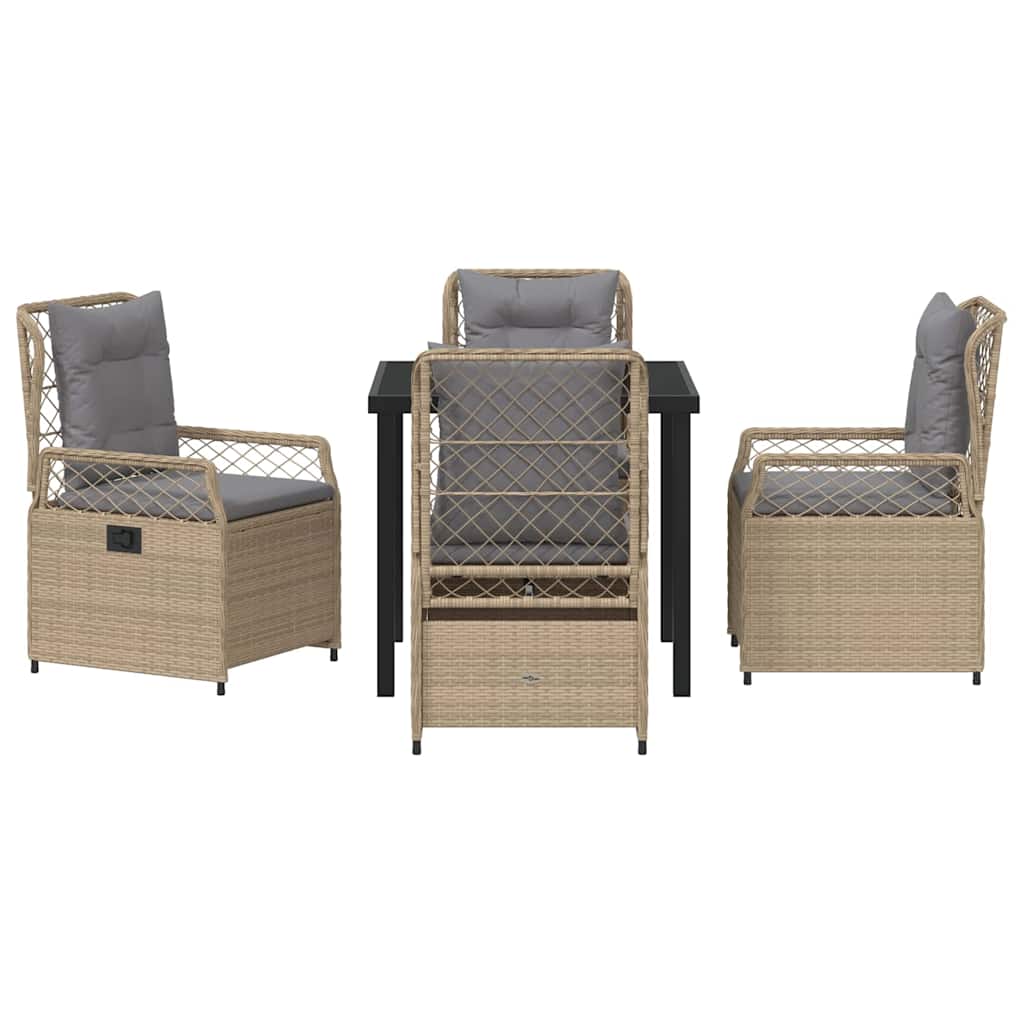 Tuin eettafelset 5 pcs Beige en Licht Grijs poly rattan is nu te koop bij PeponiXL, paradijselijk wonen!