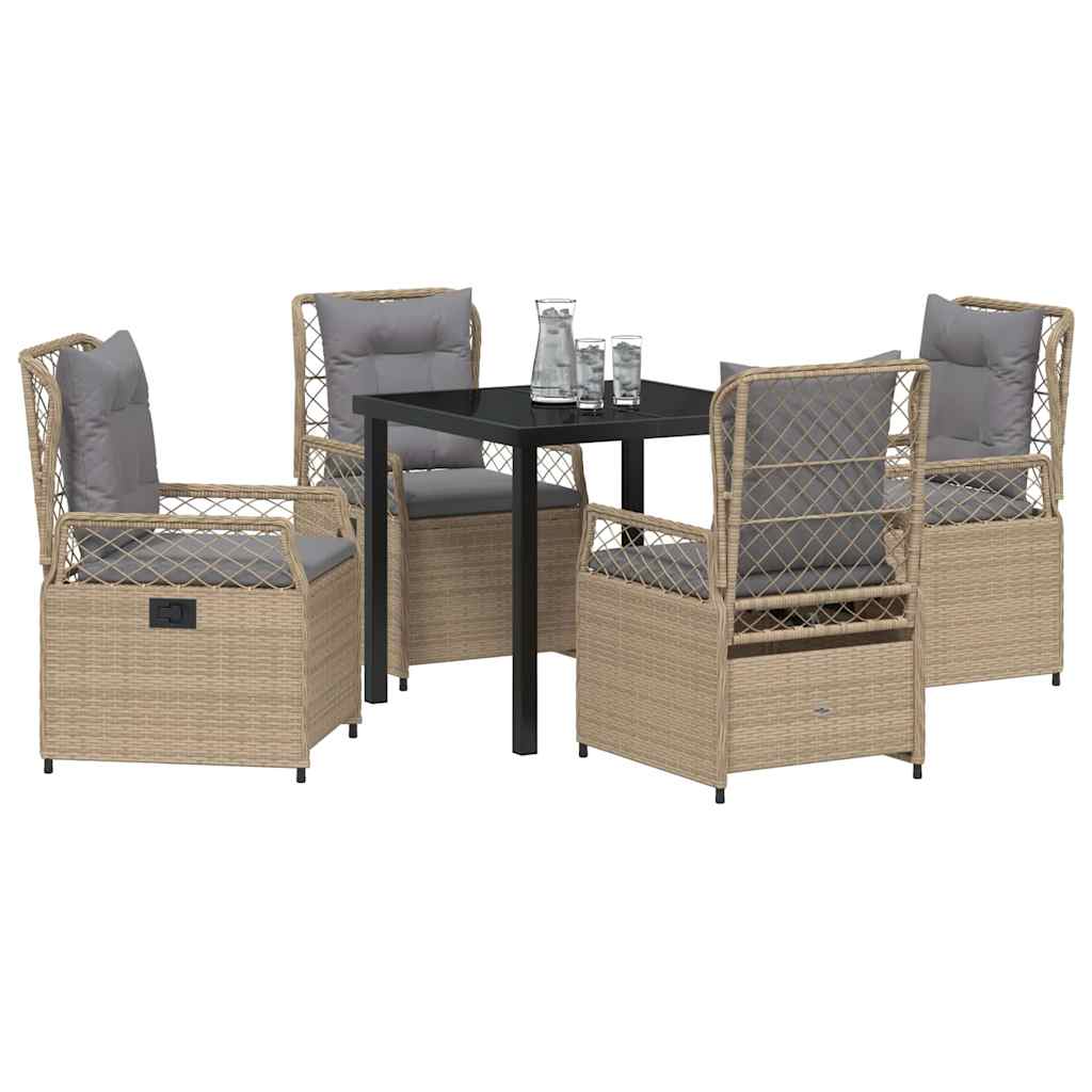 Tuin eettafelset 5 pcs Beige en Licht Grijs poly rattan is nu te koop bij PeponiXL, paradijselijk wonen!