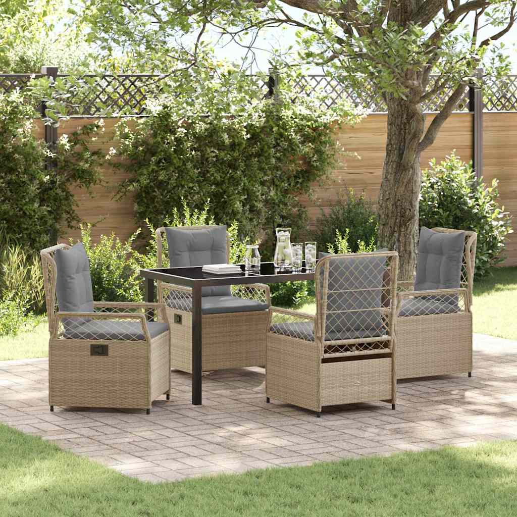 Tuin eettafelset 5 pcs Beige en Licht Grijs poly rattan is nu te koop bij PeponiXL, paradijselijk wonen!