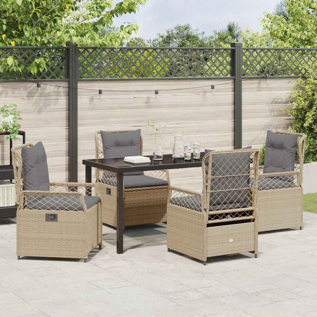 Tuin eettafelset 5 pcs Beige en Licht Grijs poly rattan is nu te koop bij PeponiXL, paradijselijk wonen!