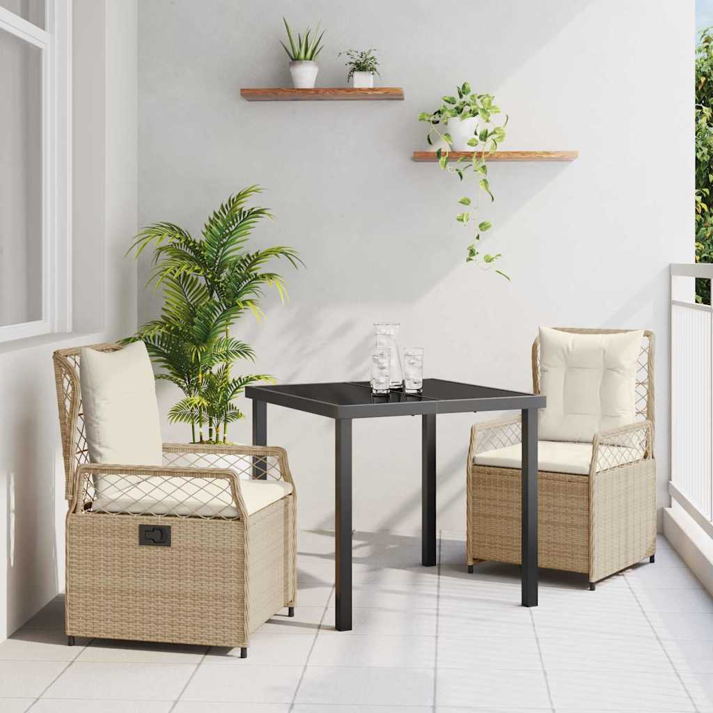 Tuin eettafelset 3 pcs Beige en Crème Wit poly rattan is nu te koop bij PeponiXL, paradijselijk wonen!