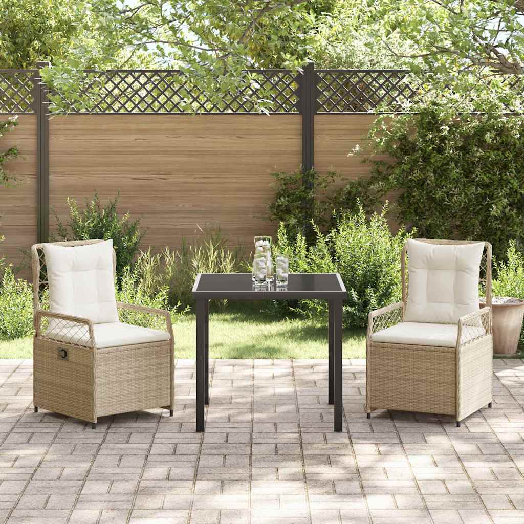 Tuin eettafelset 3 pcs Beige en Crème Wit poly rattan is nu te koop bij PeponiXL, paradijselijk wonen!