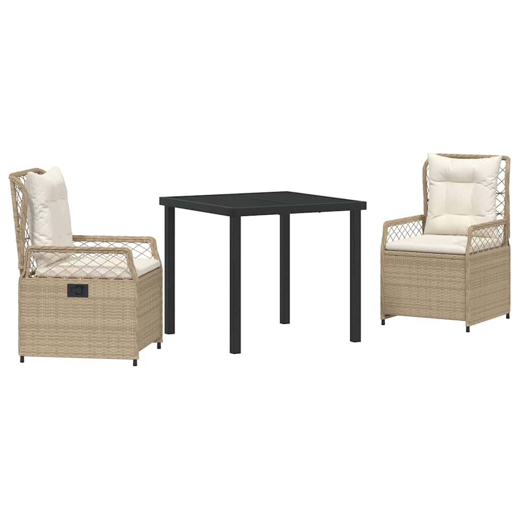 Tuin eettafelset 3 pcs Beige en Crème Wit poly rattan is nu te koop bij PeponiXL, paradijselijk wonen!