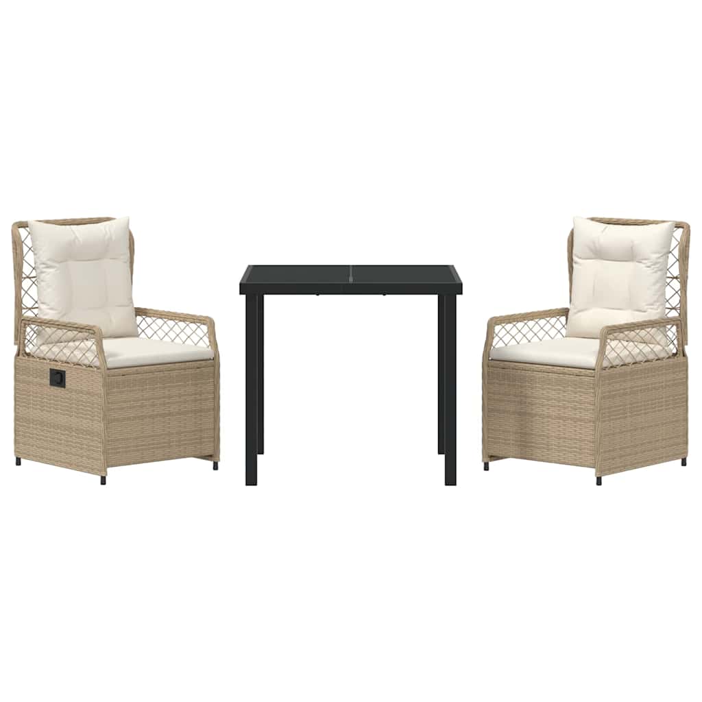 Tuin eettafelset 3 pcs Beige en Crème Wit poly rattan is nu te koop bij PeponiXL, paradijselijk wonen!