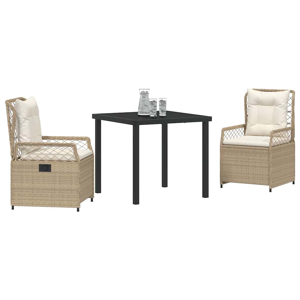 Tuin eettafelset 3 pcs Beige en Crème Wit poly rattan is nu te koop bij PeponiXL, paradijselijk wonen!