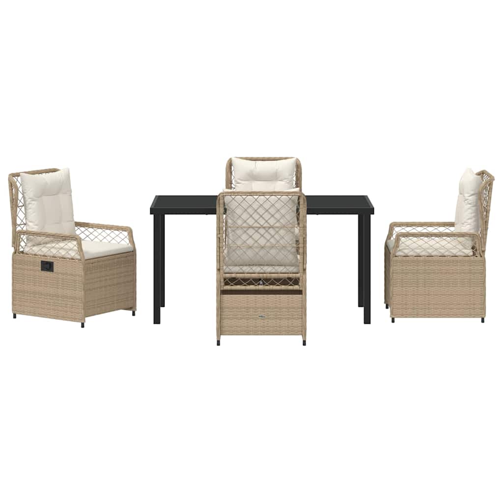 Tuin eettafelset 5 pcs Beige en Crème Wit poly rattan is nu te koop bij PeponiXL, paradijselijk wonen!