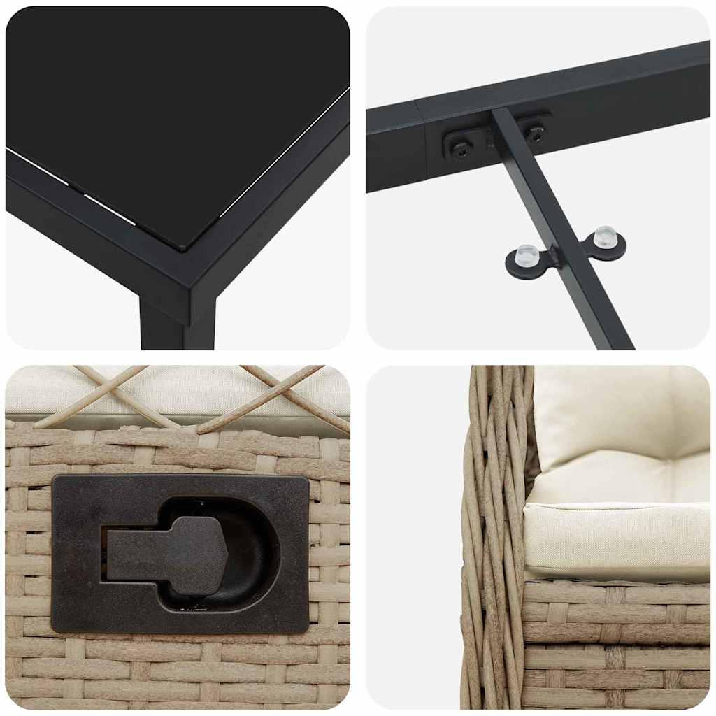 Tuin eettafelset 7 pcs Beige en Crème Wit poly rattan is nu te koop bij PeponiXL, paradijselijk wonen!