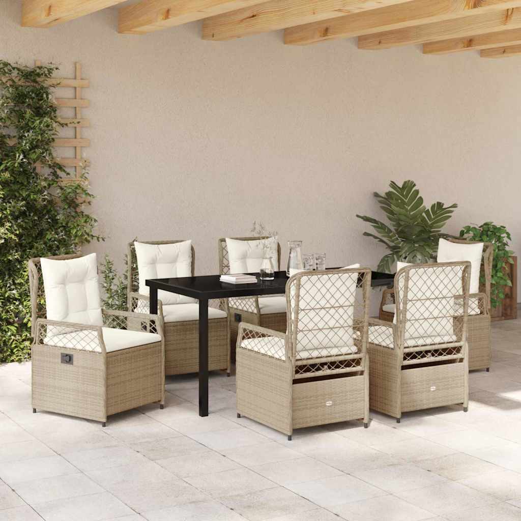 Tuin eettafelset 7 pcs Beige en Crème Wit poly rattan is nu te koop bij PeponiXL, paradijselijk wonen!