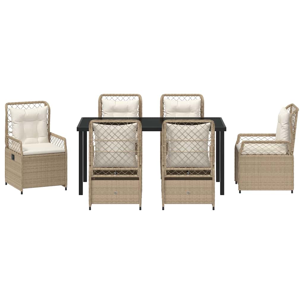 Tuin eettafelset 7 pcs Beige en Crème Wit poly rattan is nu te koop bij PeponiXL, paradijselijk wonen!