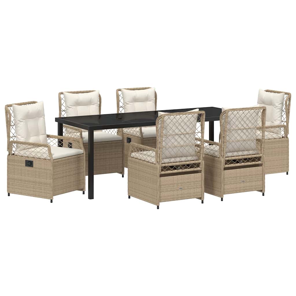 Tuin eettafelset 7 pcs Beige en Crème Wit poly rattan is nu te koop bij PeponiXL, paradijselijk wonen!