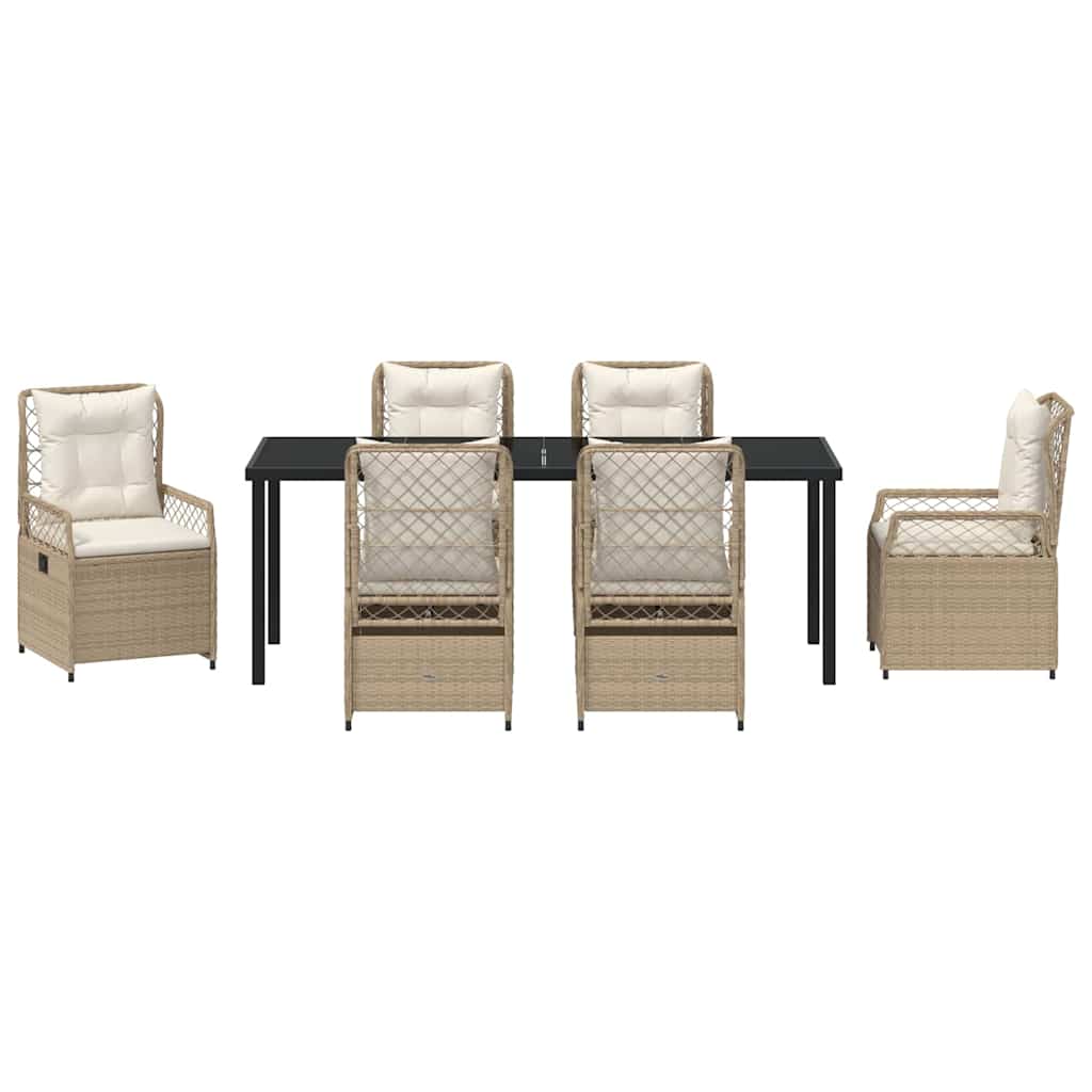 Tuin eettafelset 7 pcs Beige en Crème Wit poly rattan is nu te koop bij PeponiXL, paradijselijk wonen!