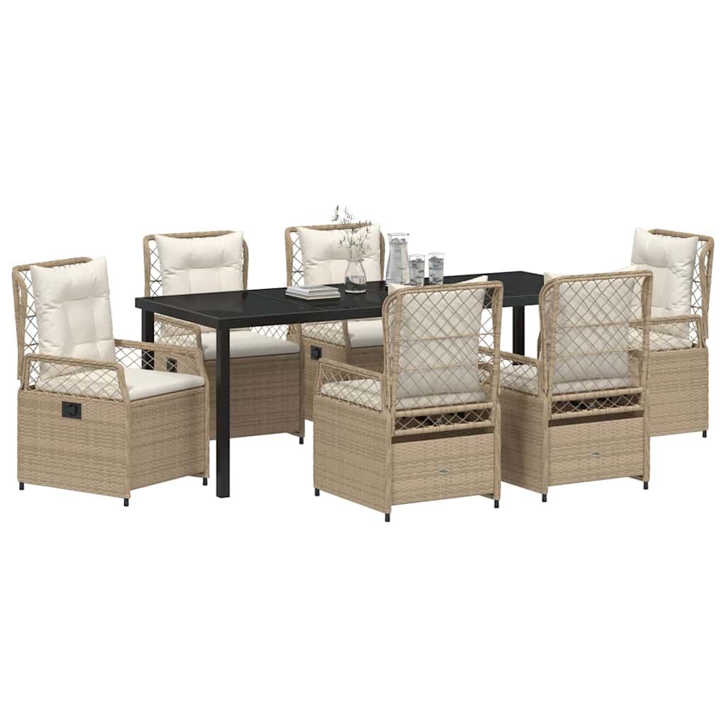 Tuin eettafelset 7 pcs Beige en Crème Wit poly rattan is nu te koop bij PeponiXL, paradijselijk wonen!