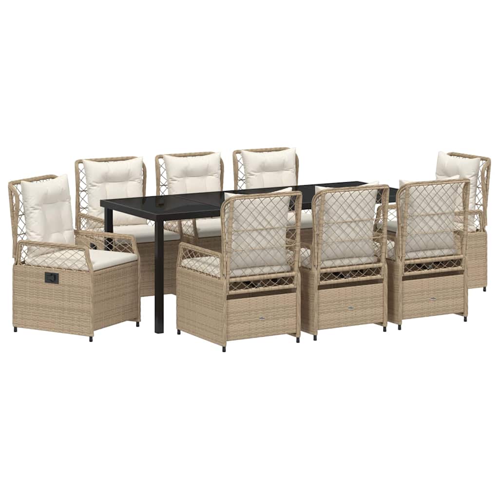 Tuin eettafelset 9 pcs Beige en Crème Wit poly rattan is nu te koop bij PeponiXL, paradijselijk wonen!