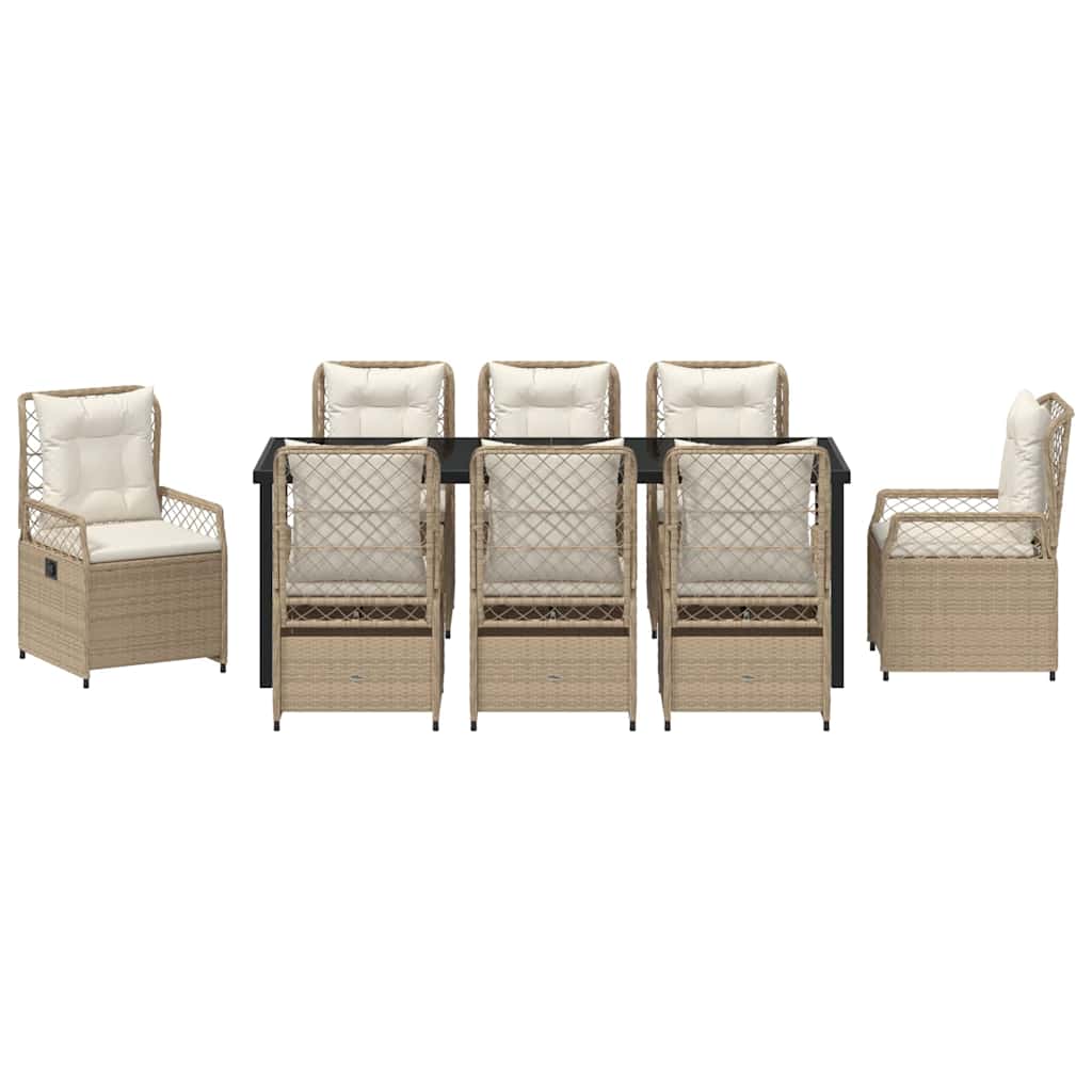 Tuin eettafelset 9 pcs Beige en Crème Wit poly rattan is nu te koop bij PeponiXL, paradijselijk wonen!