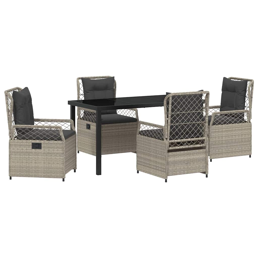 Tuin eettafelset 5 pcs Lichtgrijs poly rattan is nu te koop bij PeponiXL, paradijselijk wonen!