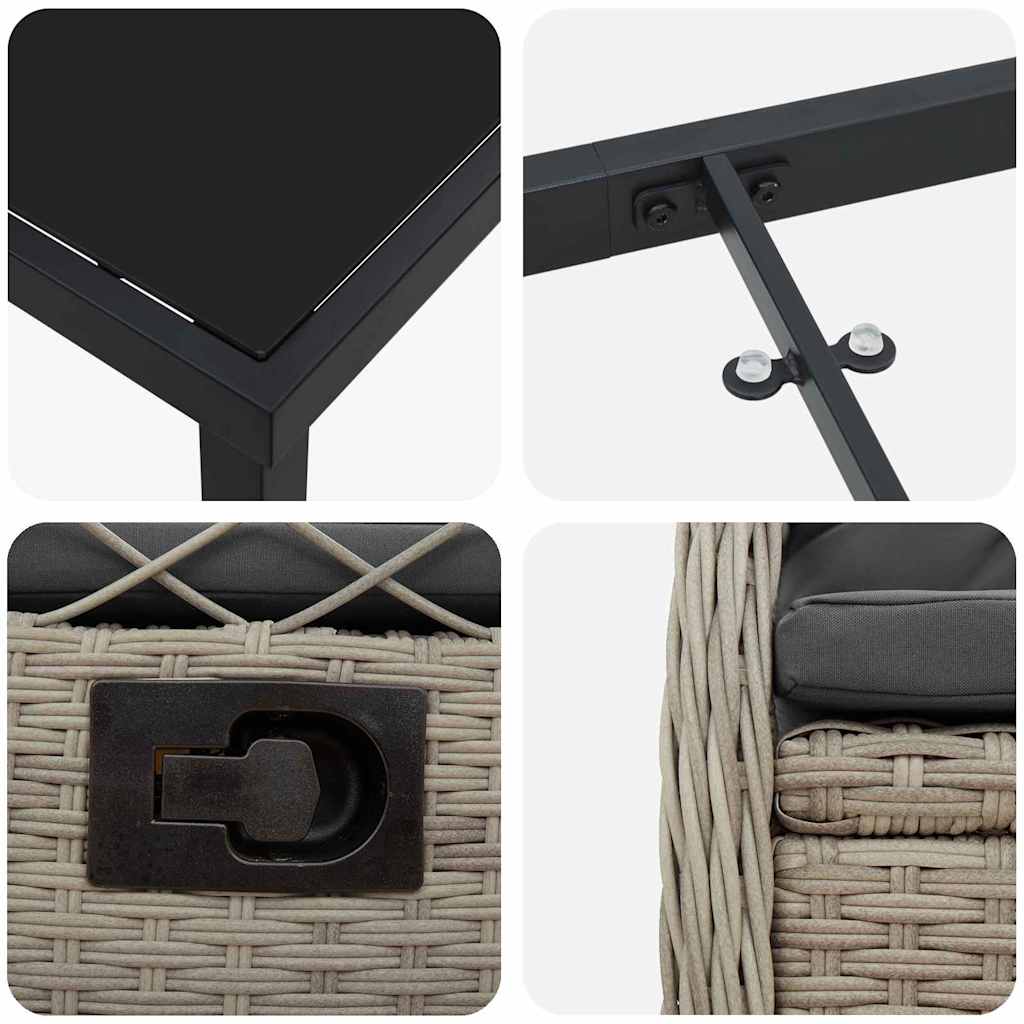 Tuin eettafelset 7 pcs Lichtgrijs poly rattan is nu te koop bij PeponiXL, paradijselijk wonen!