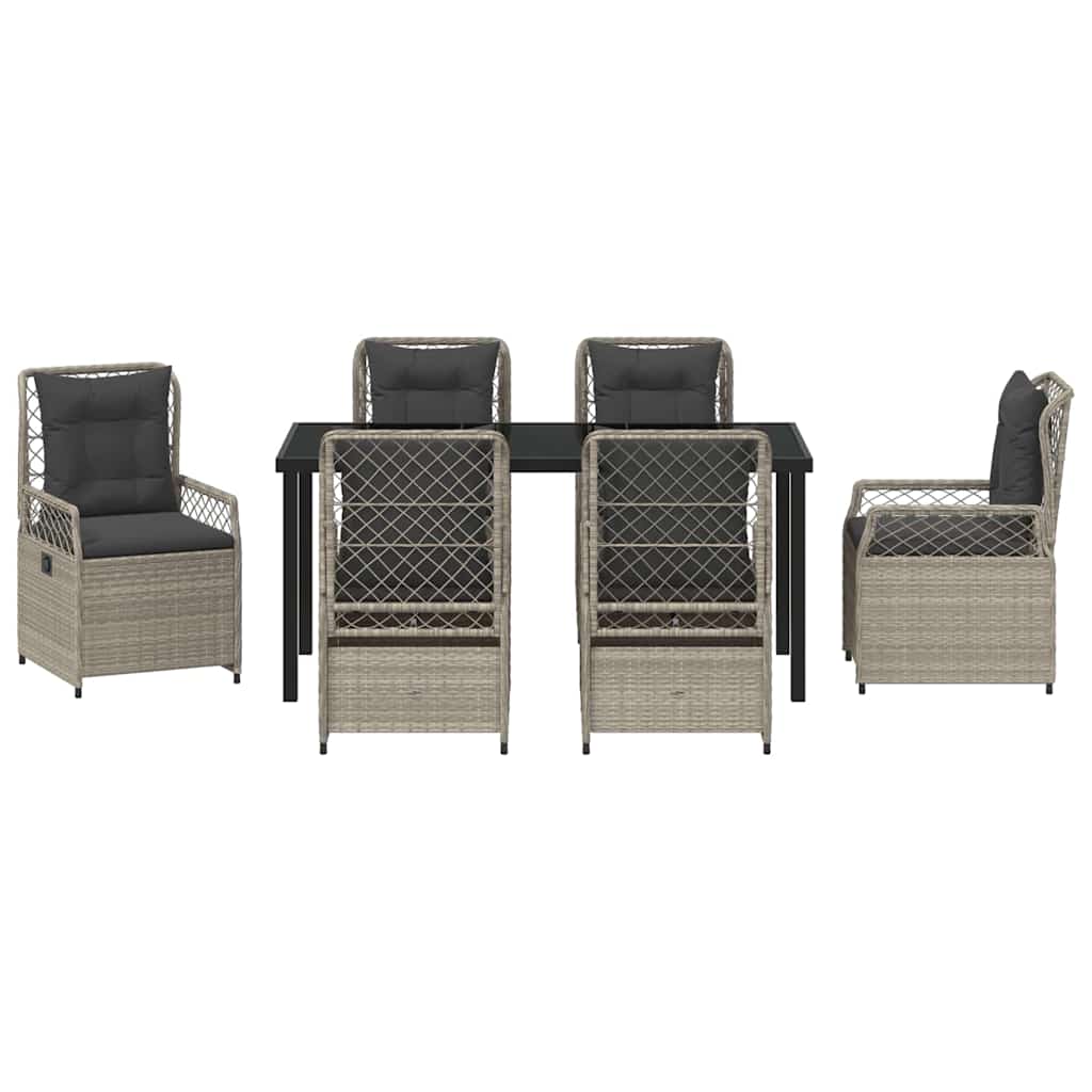 Tuin eettafelset 7 pcs Lichtgrijs poly rattan is nu te koop bij PeponiXL, paradijselijk wonen!