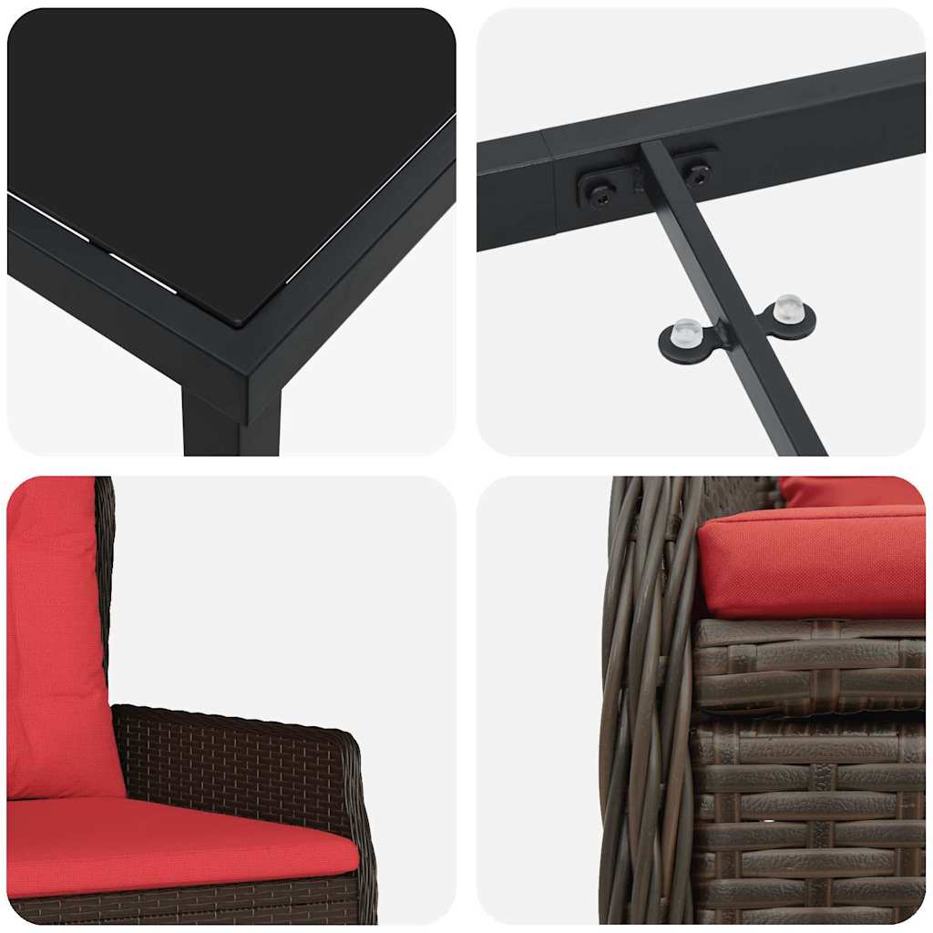 Tuin Eetset 7 pcs Bruin Poly riet is nu te koop bij PeponiXL, paradijselijk wonen!