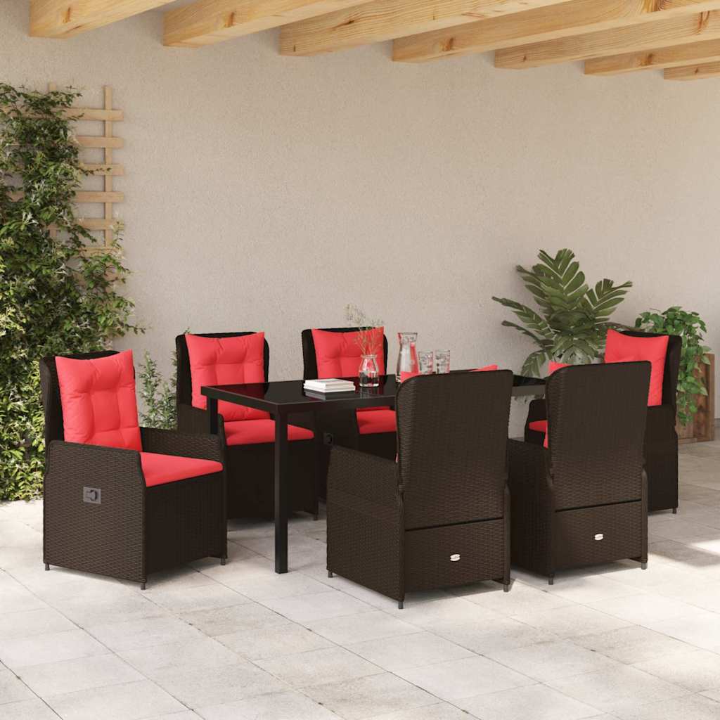 Tuin Eetset 7 pcs Bruin Poly riet is nu te koop bij PeponiXL, paradijselijk wonen!