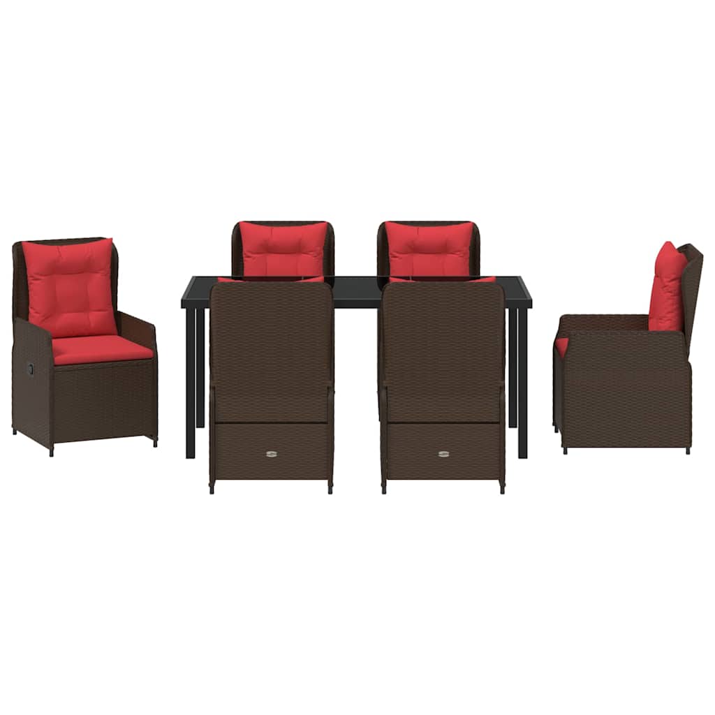 Tuin Eetset 7 pcs Bruin Poly riet is nu te koop bij PeponiXL, paradijselijk wonen!