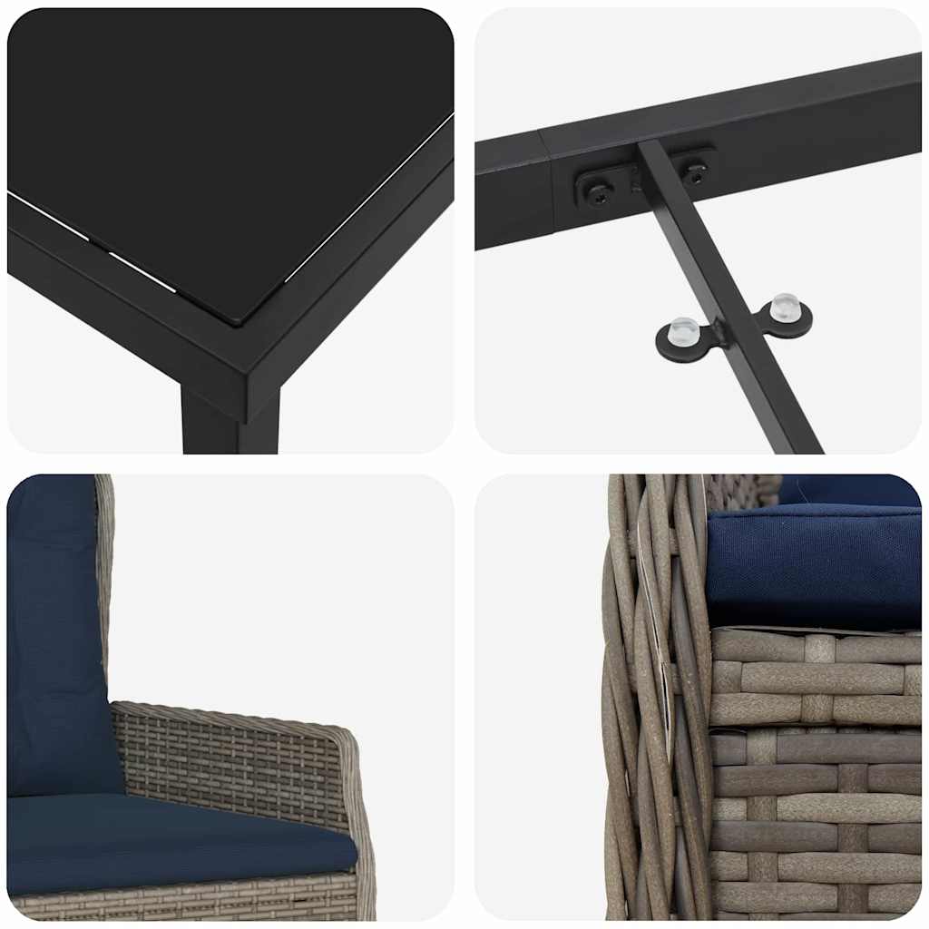 Tuin Eetset 5 pcs Grijs Poly riet is nu te koop bij PeponiXL, paradijselijk wonen!