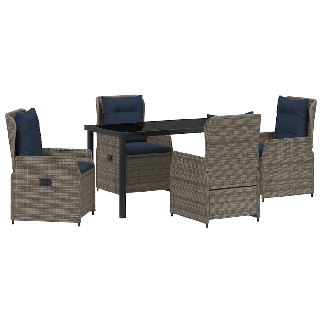 Tuin Eetset 5 pcs Grijs Poly riet is nu te koop bij PeponiXL, paradijselijk wonen!