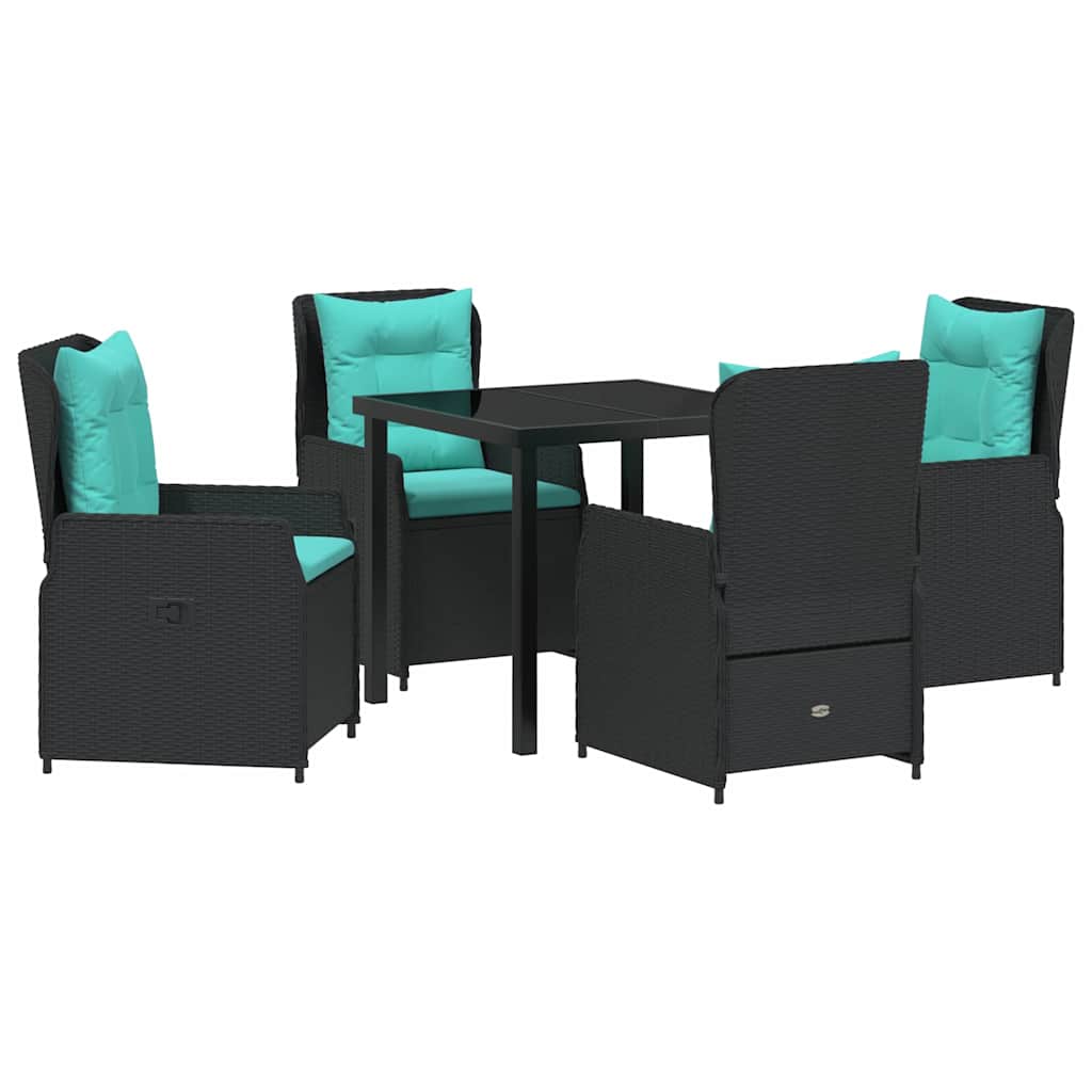 Tuin Eetset met kussen 5 pcs Zwart Poly riet is nu te koop bij PeponiXL, paradijselijk wonen!