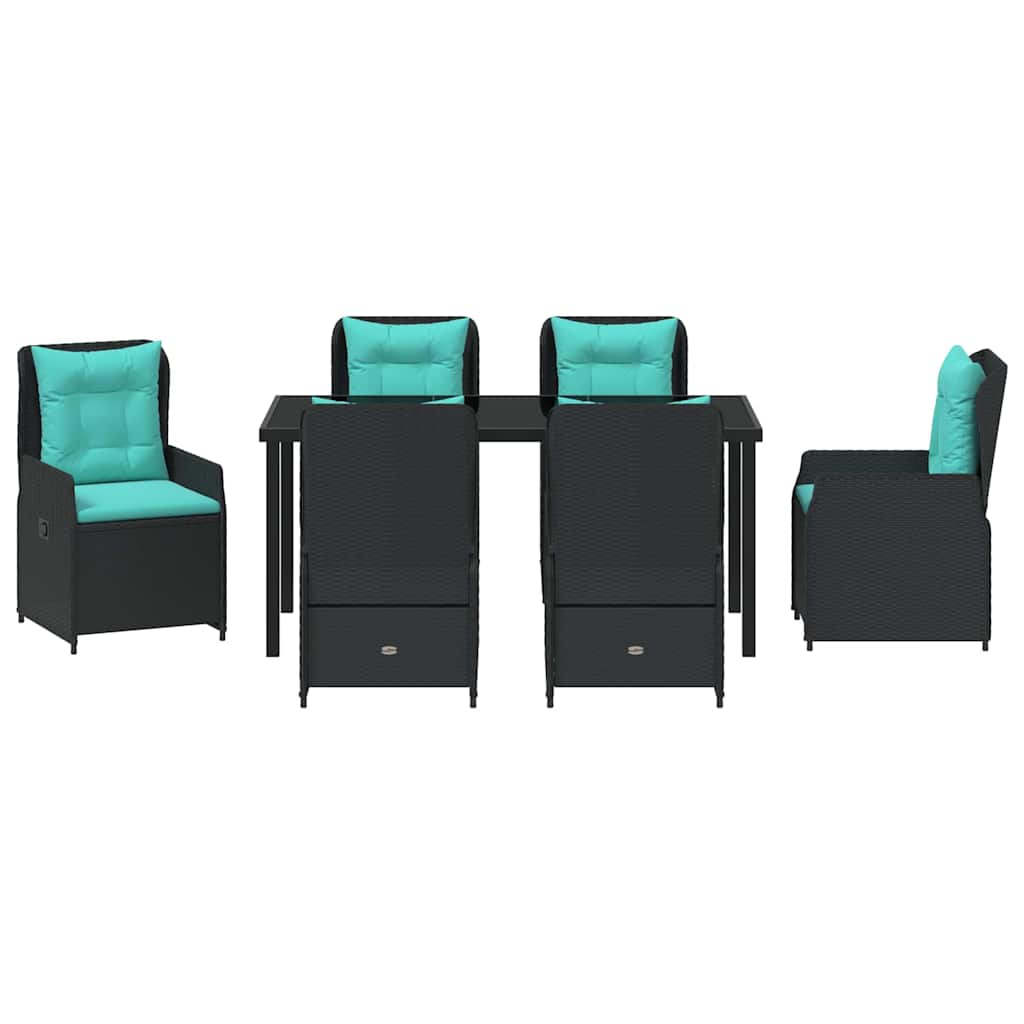 Tuin Eetset 7 pcs Zwart Poly riet is nu te koop bij PeponiXL, paradijselijk wonen!