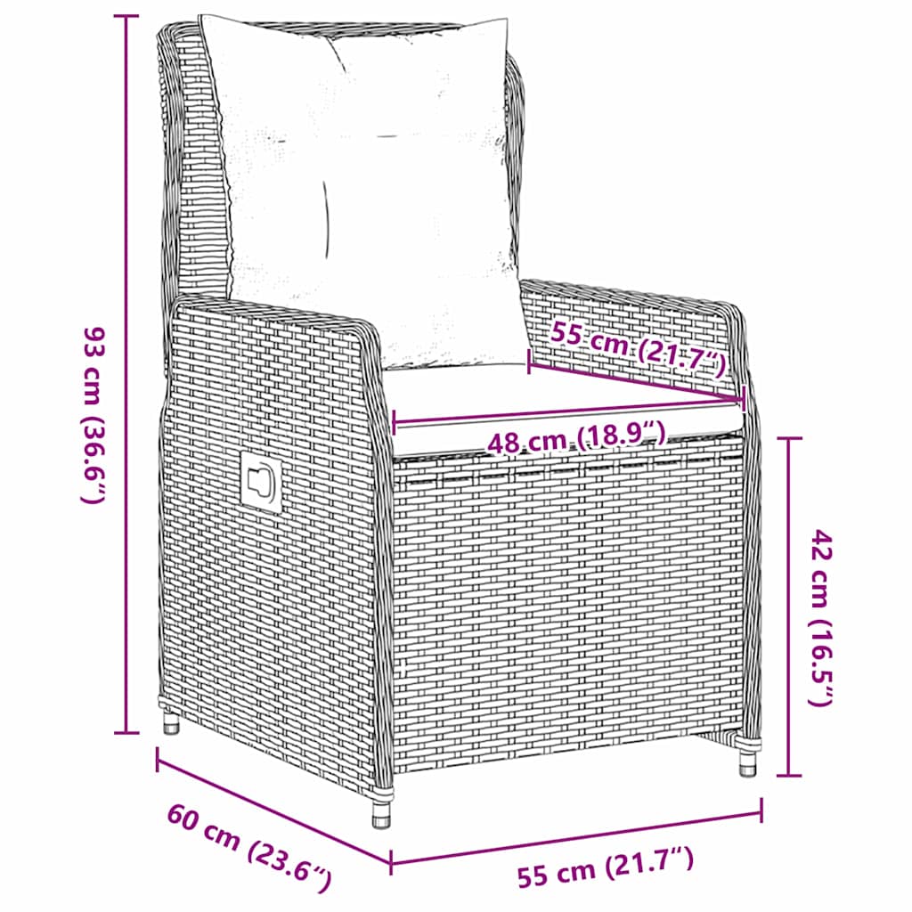 Tuin Eetset met kussen 9 pcs Zwart Poly riet is nu te koop bij PeponiXL, paradijselijk wonen!