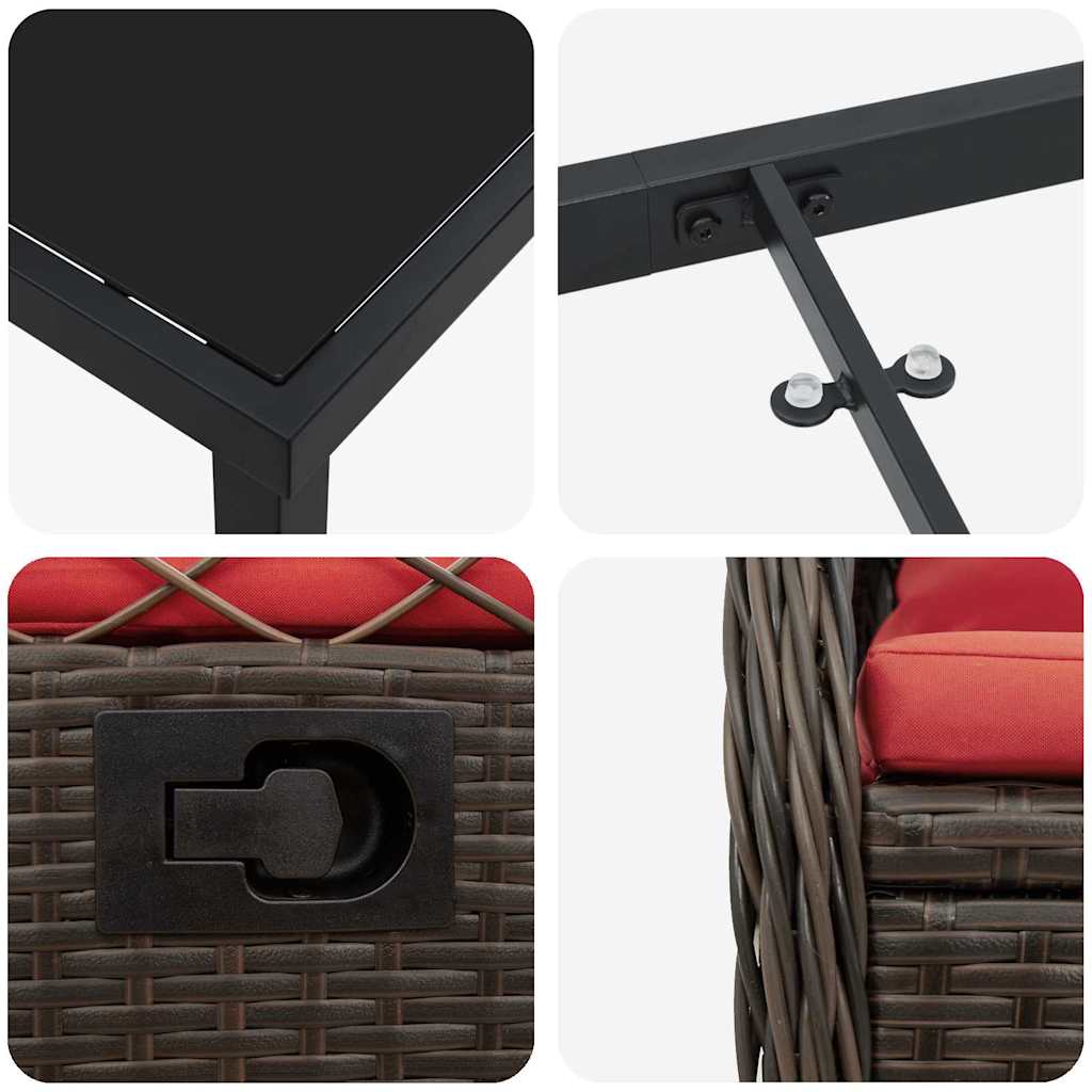 Tuin eettafelset 7 pcs Bruin poly rattan is nu te koop bij PeponiXL, paradijselijk wonen!
