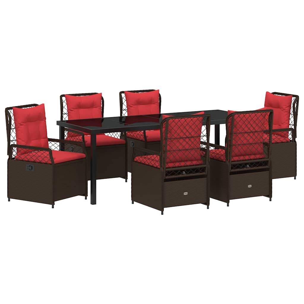 Tuin eettafelset 7 pcs Bruin poly rattan is nu te koop bij PeponiXL, paradijselijk wonen!