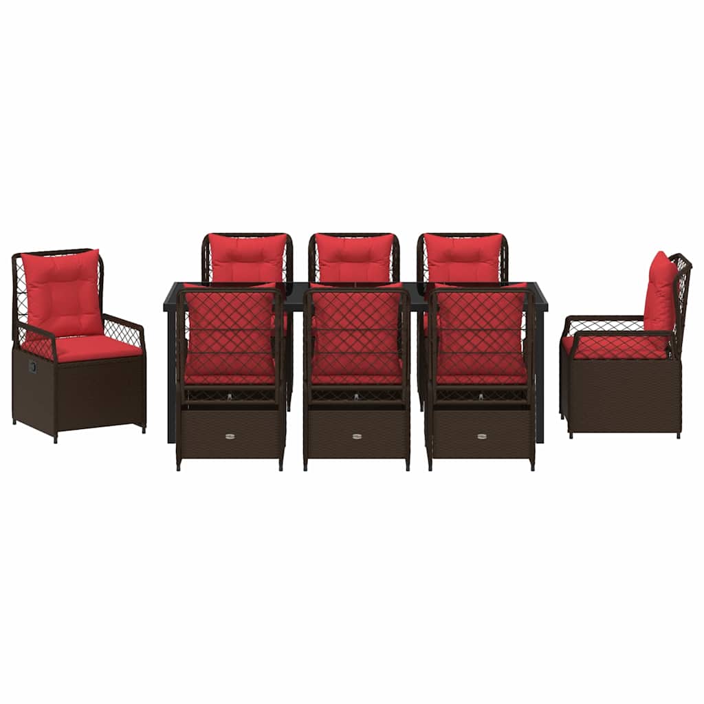 Tuin eettafelset 9 pcs Bruin poly rattan is nu te koop bij PeponiXL, paradijselijk wonen!