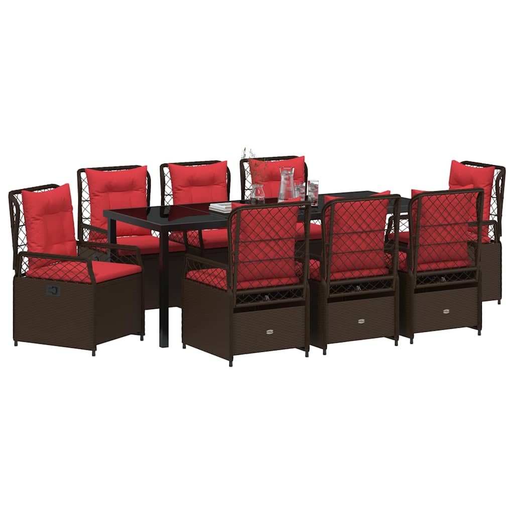 Tuin eettafelset 9 pcs Bruin poly rattan is nu te koop bij PeponiXL, paradijselijk wonen!