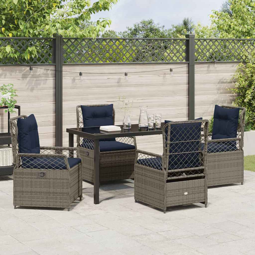 Tuin eettafelset 5 pcs Grijs poly rattan is nu te koop bij PeponiXL, paradijselijk wonen!