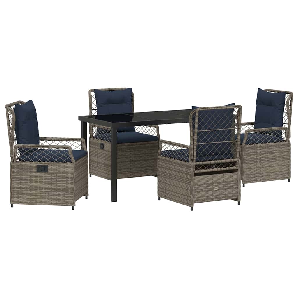 Tuin eettafelset 5 pcs Grijs poly rattan is nu te koop bij PeponiXL, paradijselijk wonen!