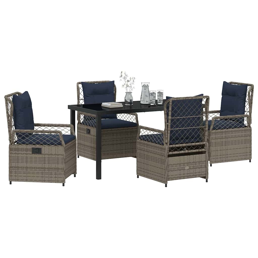 Tuin eettafelset 5 pcs Grijs poly rattan is nu te koop bij PeponiXL, paradijselijk wonen!