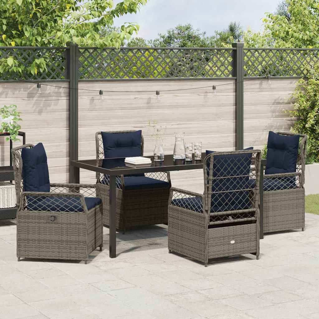Tuin eettafelset 5 pcs Grijs poly rattan is nu te koop bij PeponiXL, paradijselijk wonen!