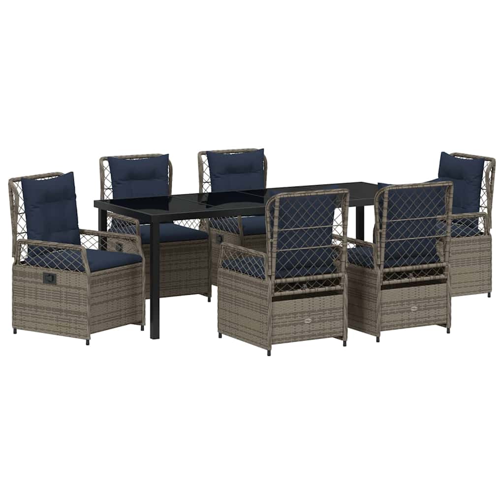 Tuin eettafelset 7 pcs Grijs poly rattan is nu te koop bij PeponiXL, paradijselijk wonen!