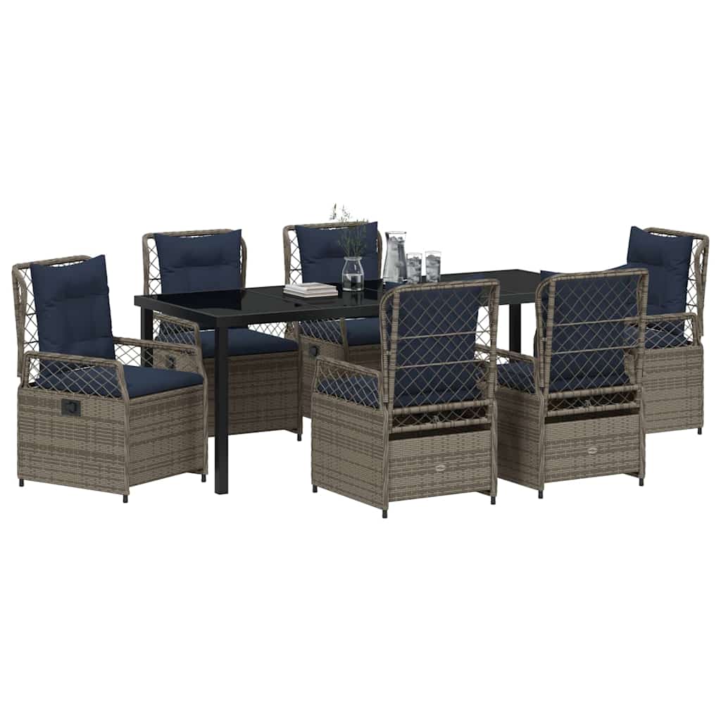 Tuin eettafelset 7 pcs Grijs poly rattan is nu te koop bij PeponiXL, paradijselijk wonen!