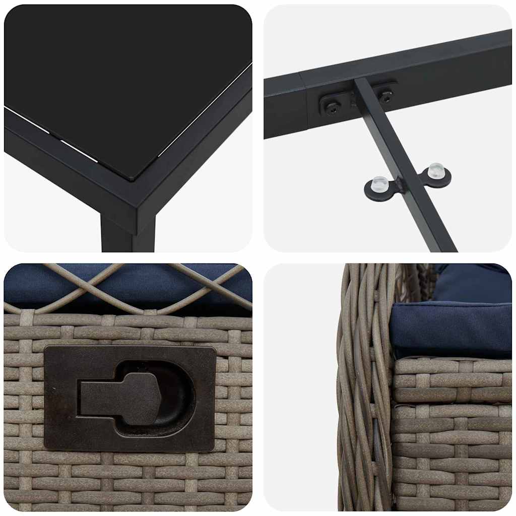 Tuin eettafelset 9 pcs Grijs poly rattan is nu te koop bij PeponiXL, paradijselijk wonen!