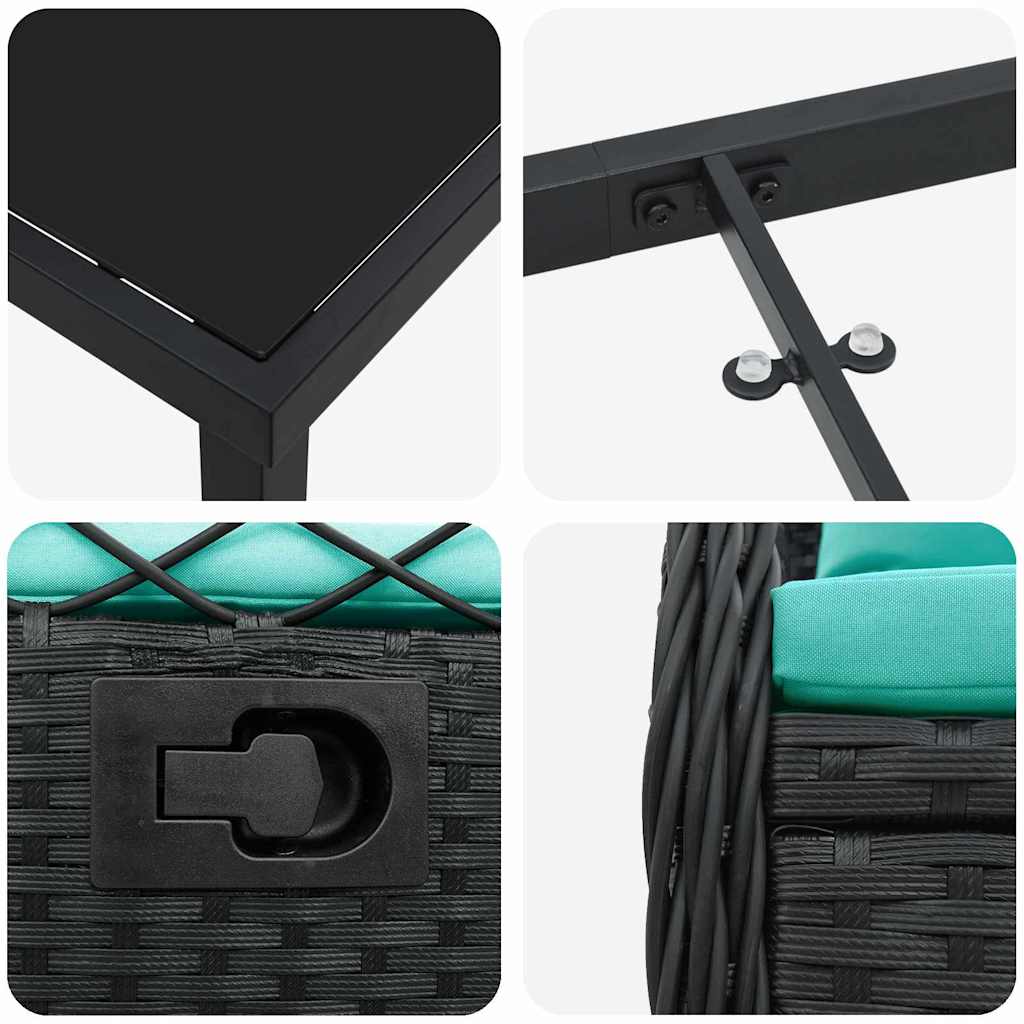 Tuin eettafelset 7 pcs Zwart poly rattan is nu te koop bij PeponiXL, paradijselijk wonen!