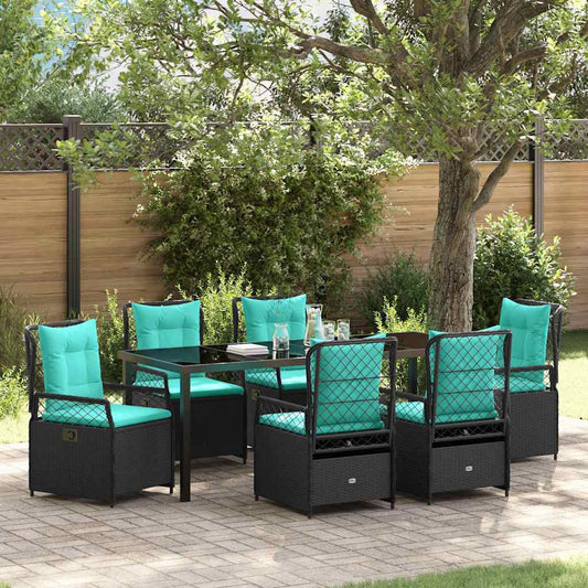Tuin eettafelset 7 pcs Zwart poly rattan is nu te koop bij PeponiXL, paradijselijk wonen!