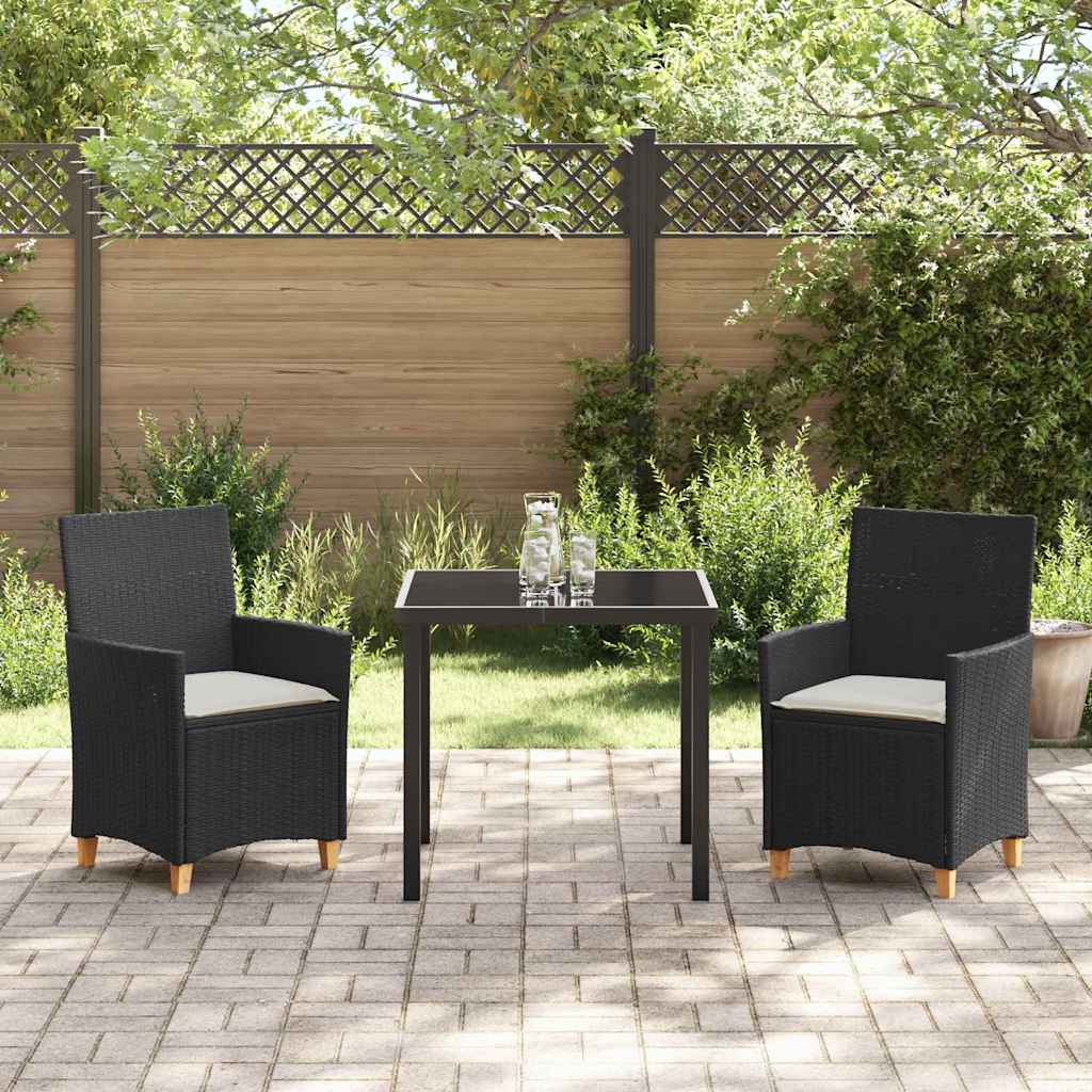 Tuin eettafelset 3 pcs Zwart poly rattan is nu te koop bij PeponiXL, paradijselijk wonen!