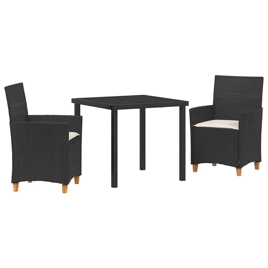 Tuin eettafelset 3 pcs Zwart poly rattan is nu te koop bij PeponiXL, paradijselijk wonen!